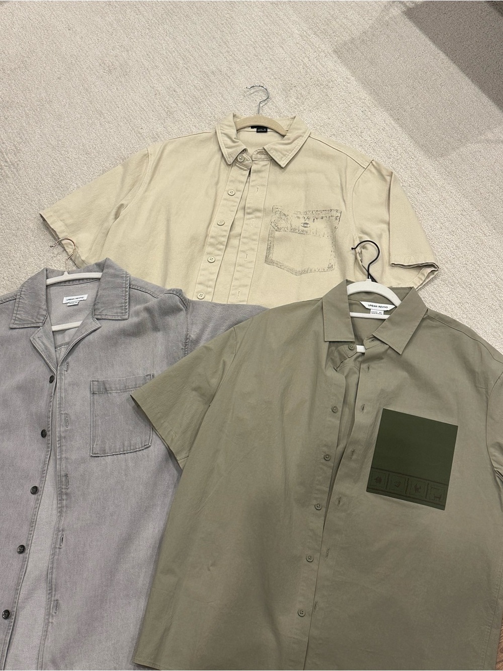 Urban revivo men’s short sleeves button down shirt (three in one bundle)